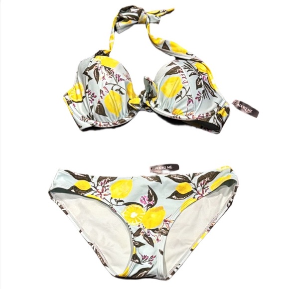 NWT! ADOREME 32DDD Top Small Bottom Citrus Print Bikini Set - Picture 1 of 8